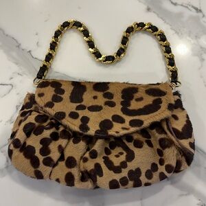 Felix Rey animal print and fur clutch